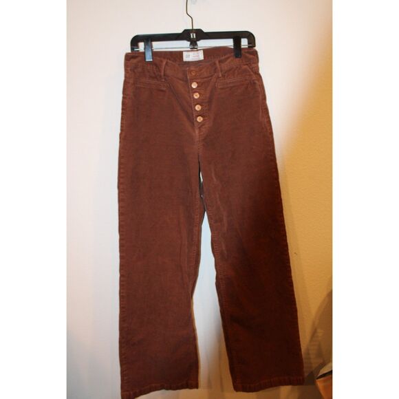 Gap High Rise Corduroy Stride Wide-Leg Pants brown button fly size 30/10 - Picture 3 of 11